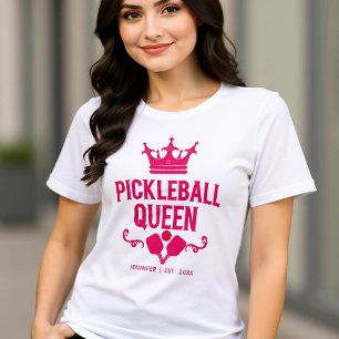 Pickleball Queen Pink Personalised Gift Funny Tri-Blend Shirt
