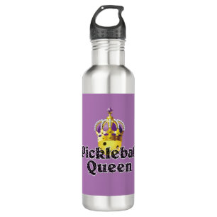 Pickleball Queen, Yellow Ball Purple, Gold Crown 710 Ml Water Bottle