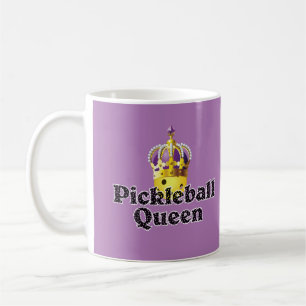 Pickleball Queen, Yellow Ball Purple, Gold Crown Coffee Mug