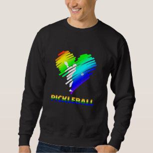 Pickleball Rainbow Colours Heart Love Paddle Ball Sweatshirt