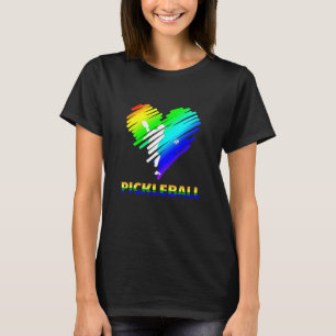 Pickleball Rainbow Colours Heart Love Paddle Ball T-Shirt