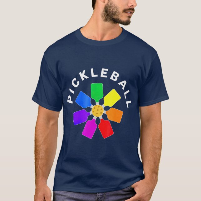 Pickleball Rainbow Design T-Shirt (Front)