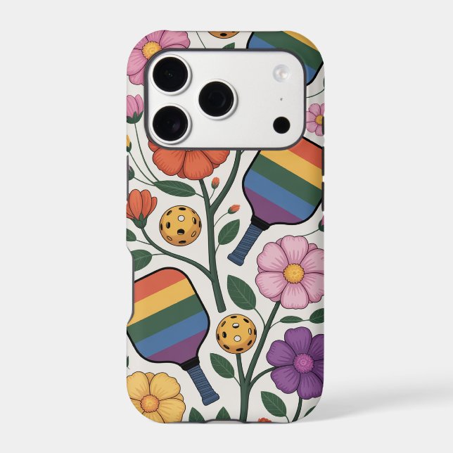 Pickleball Rainbow Paddle Floral Bloom (Back)