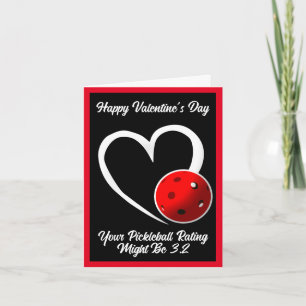 Pickleball Rating Valentine Heart Blue Pickleball Card