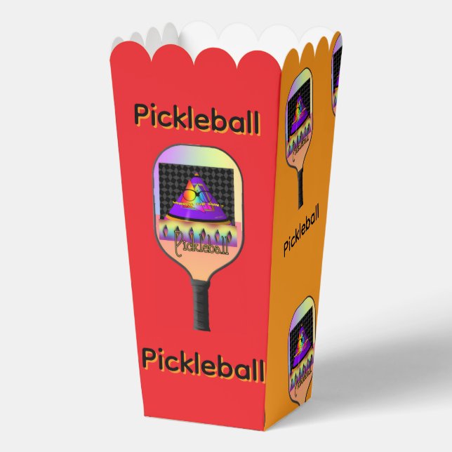 Pickleball Red And Orange Popcorn  Favour Box (Front)