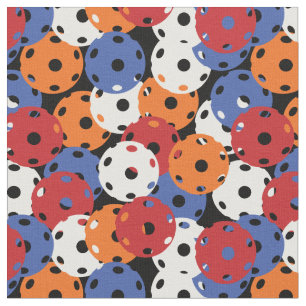Pickleball - red, orange, white, blue on black fabric
