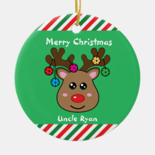 Pickleball  Reindeer 🎄 Ceramic Ornament