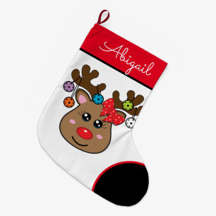 Pickleball  Reindeer girl  Large Christmas Stocking