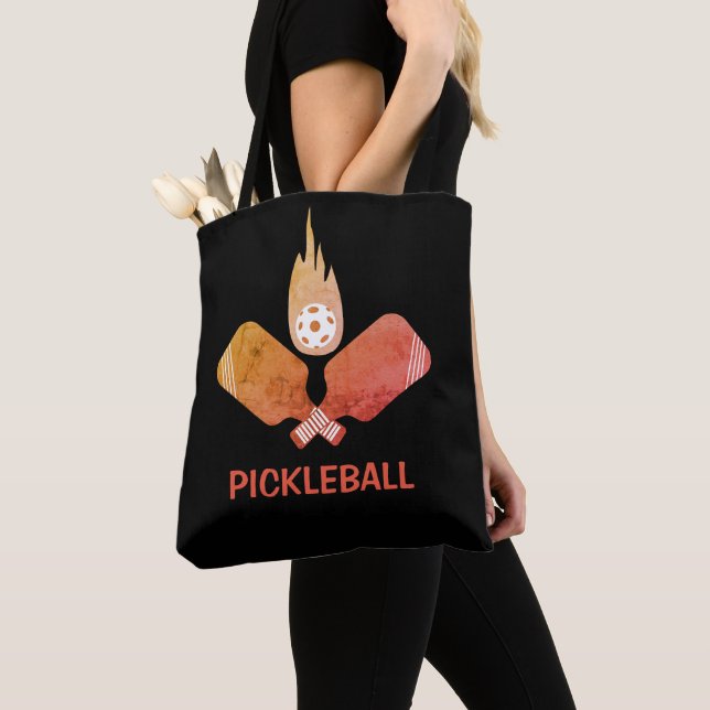 Pickleball Retro Colours Tote Bag (Close Up)