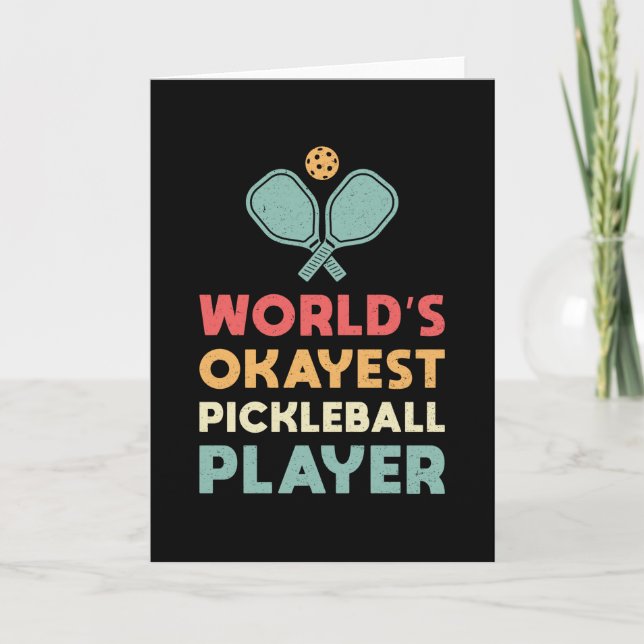 Pickleball Retro World's Okayest Pickleball Player Card (Front)