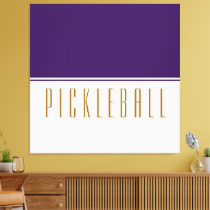 PICKLEBALL Royal Purple White Colour Block Text Canvas Print
