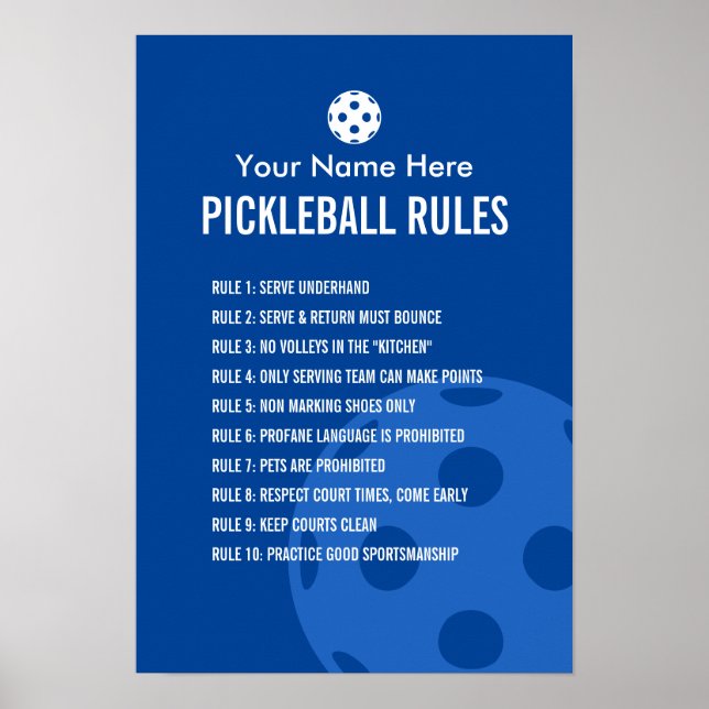 Pickleball rules and etiquette poster sign (Front)