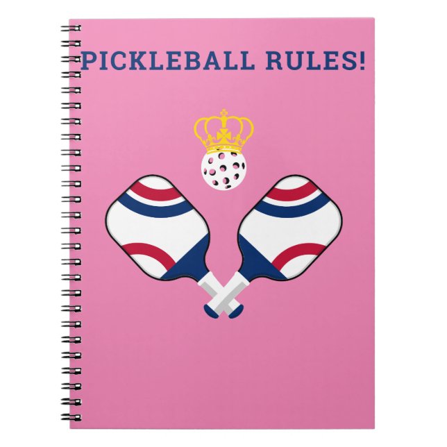 PICKLEBALL RULES–Pickleball Paddles & Ball Funny Notebook (Front)