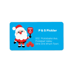 Pickleball🎅 Santa blue address or return Label