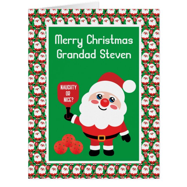 Pickleball Santa Christmas card (Front)