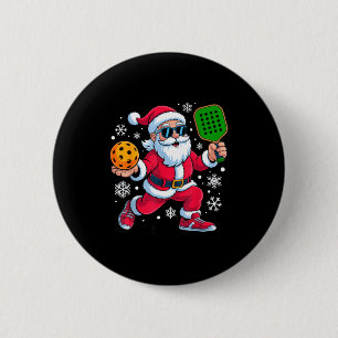 Pickleball santa enthusiasts christmas fun 6 cm round badge