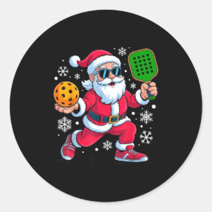 Pickleball santa enthusiasts christmas fun classic round sticker