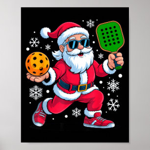 Pickleball santa enthusiasts christmas fun poster