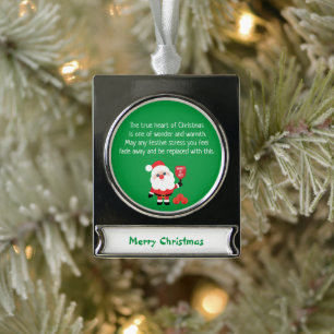 Pickleball🎅 Santa Silver Plated Banner Ornament