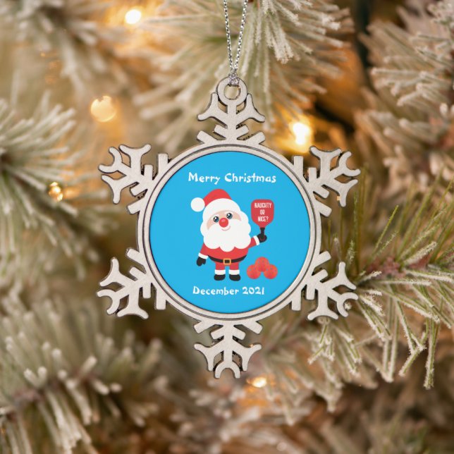 Pickleball🎅 Santa  Snowflake Pewter Christmas Orn Snowflake Pewter Christmas Ornament (Tree)