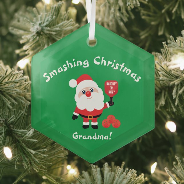 Pickleball🎅 Santa Star  Glass Tree Decoration (Insitu)