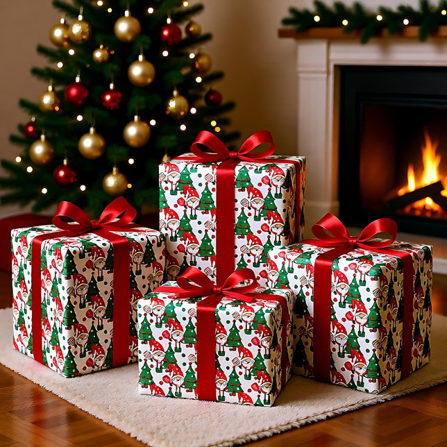  Pickleball Santas and Christmas trees Wrapping Paper (Pickleball Santas and Christmas trees Wrapping Paper)