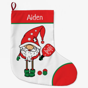 Pickleball Santas  Large Christmas Stocking