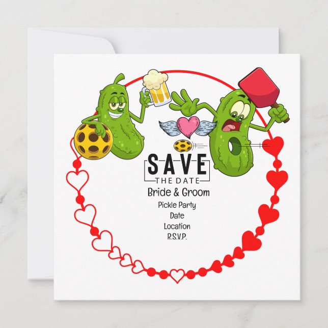 Pickleball Save the date Wedding Funny invitation (Front)
