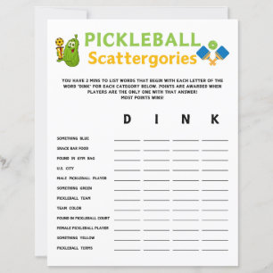 Pickleball Scattergories Game