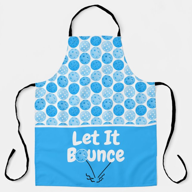 Pickleball Serve Let It Bounce Blue Personalised Apron (Front)