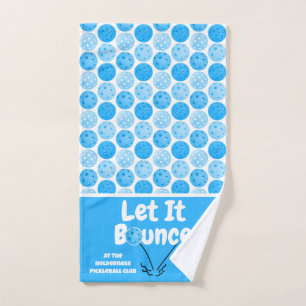 Pickleball Serve Let It Bounce Blue Personalised Hand Towel