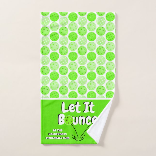 Pickleball Serve Let It Bounce Green Personalised Hand Towel (Hand Towel)