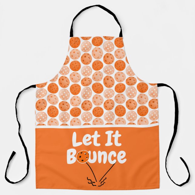 Pickleball Serve Let It Bounce Orange Personalised Apron (Front)