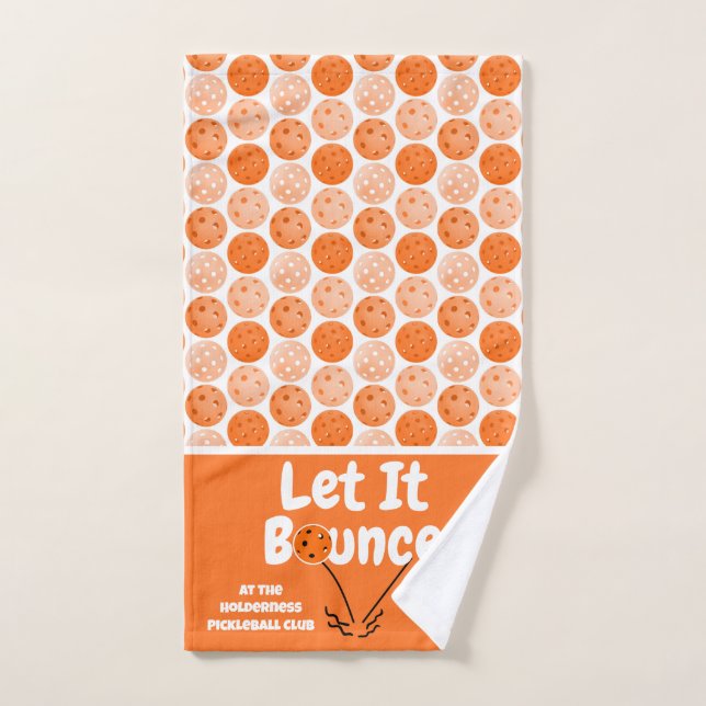 Pickleball Serve Let It Bounce Orange Personalised Hand Towel (Hand Towel)