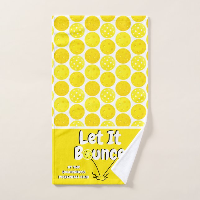 Pickleball Serve Let It Bounce Yellow Personalised Hand Towel (Hand Towel)