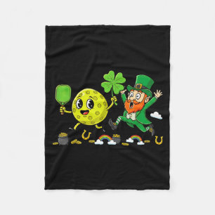 Pickleball shamrock clover st patricks day womens fleece blanket