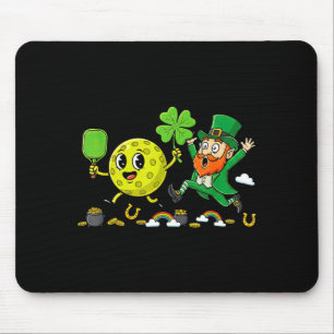 Pickleball shamrock clover st patricks day womens mouse pad