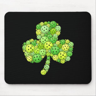 Pickleball shamrock st patrick's day lucky clover mouse pad