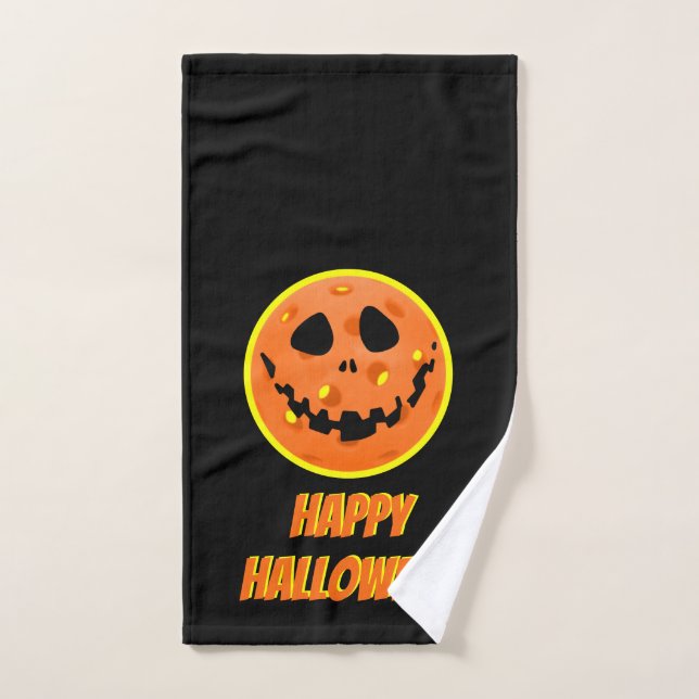 Pickleball Skeleton Jack-o'-Lantern Halloween Hand Towel (Hand Towel)