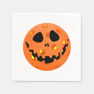 Pickleball Skeleton Jack-o'-Lantern Halloween Napkin