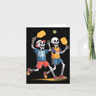 Pickleball skeleton squad halloween card