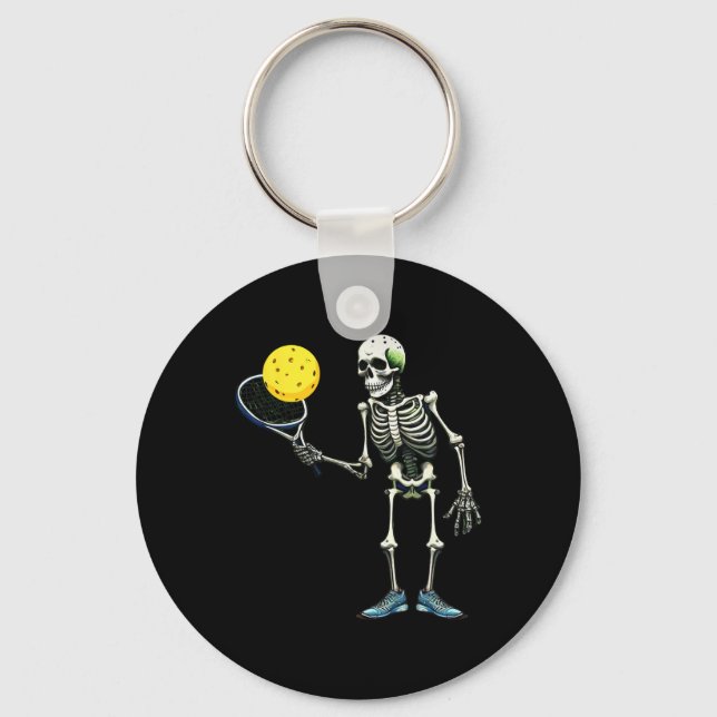 Pickleball Skeleton Tee Halloween Costume Pickleba Key Ring (Front)