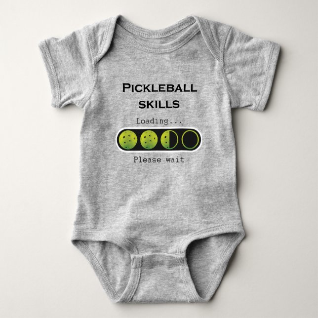 Pickleball skills loading - green / grey baby bodysuit (Front)