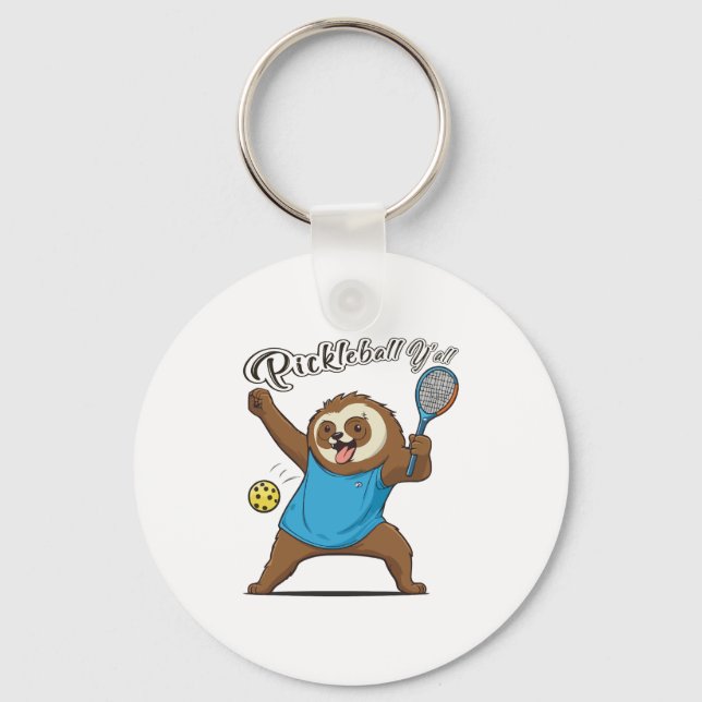 Pickleball Sloth T- Pickleball Y'all Key Ring (Front)