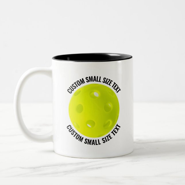 Pickleball & Small Text BLACK 11oz Custom Two-Tone Coffee Mug (Left)