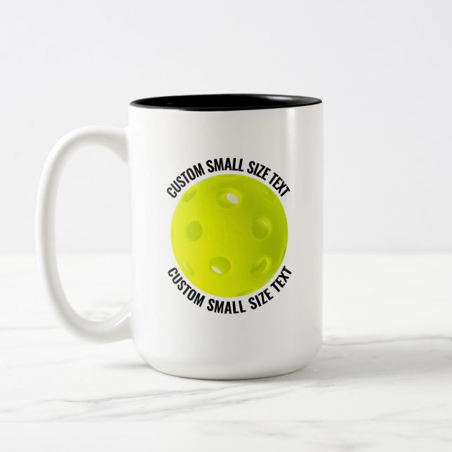 Pickleball & Small Text BLACK 15oz Custom Two-Tone Coffee Mug (Left)
