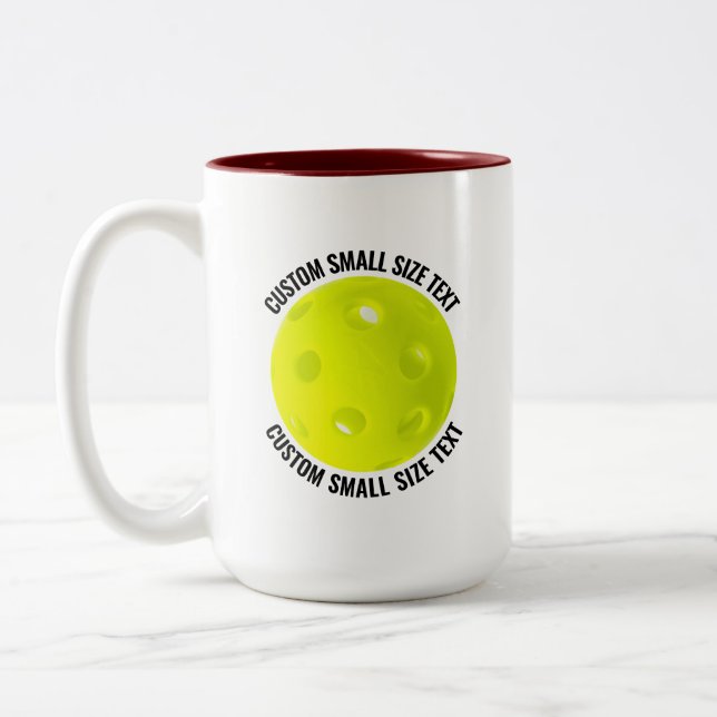 Pickleball & Small Text MAROON 15oz Custom Two-Tone Coffee Mug (Left)