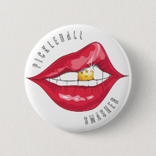 Pickleball Smasher Red Lips Button