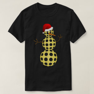 Pickleball Snowman Christmas Holiday Design T-Shirt