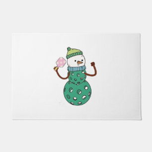 Pickleball Snowman Funny Christmas Xmas Doormat